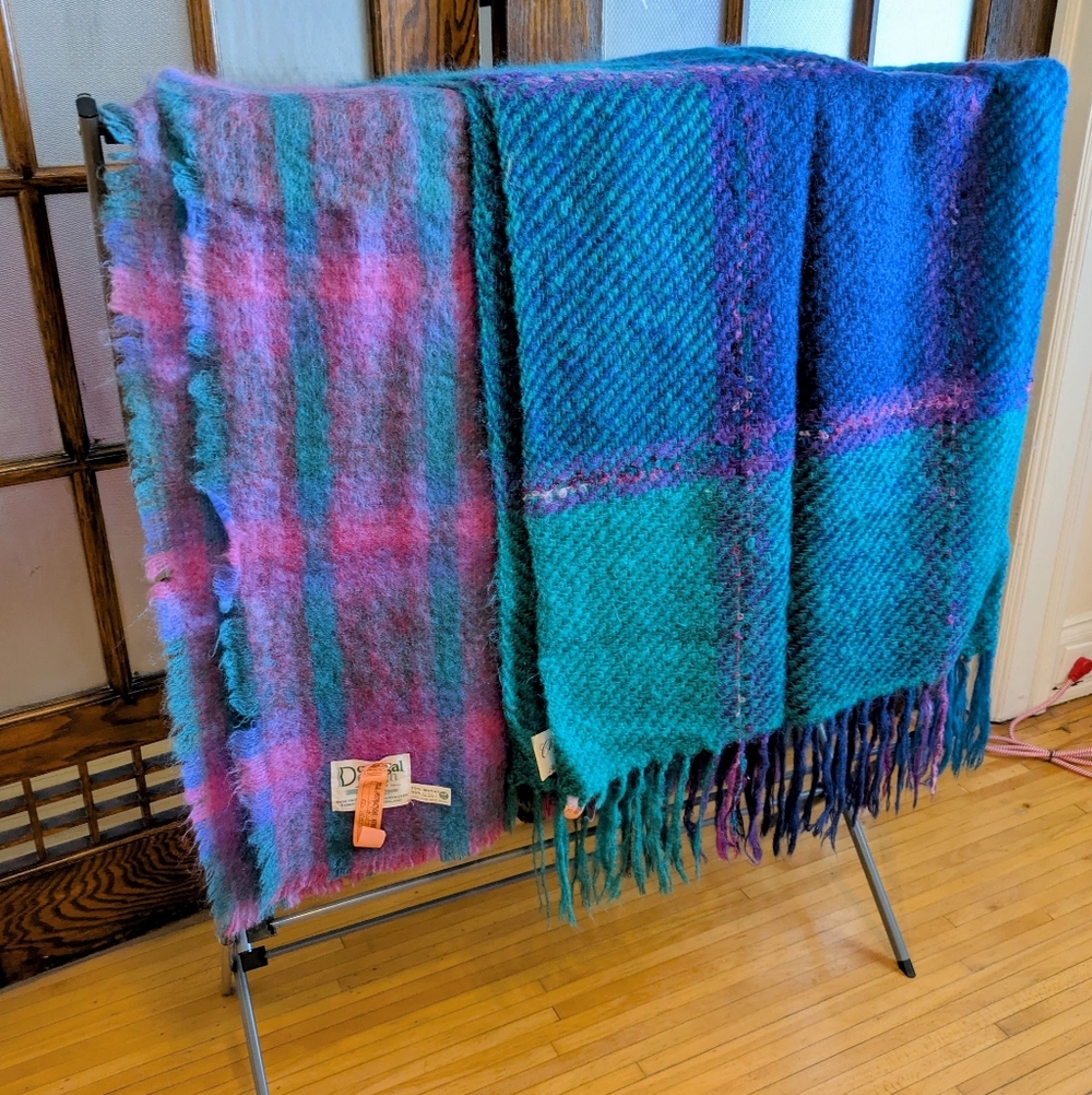 Set of 2 Vintage Mohair Throw Blankets